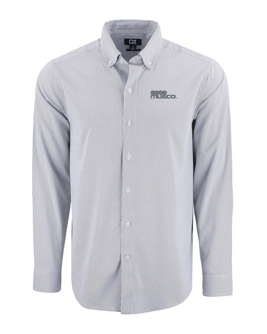 210 - Cutter & Buck Skyline Recycled Pinstripe Long Sleve Dress Shirt - Regular