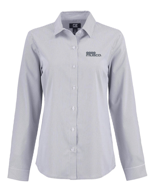 717 - Cutter & Buck Women's Skyline Recycled Pinstripe Dress Shirt